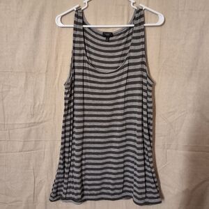 Talbots Charcoal and Light Gray Striped Tank Top